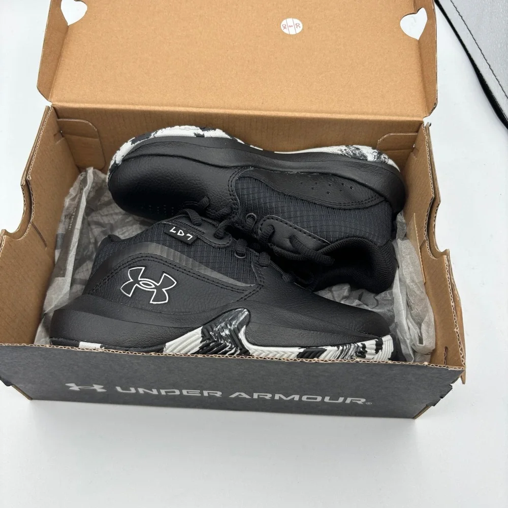 Under Armour UA PS Lockdown 7 Shoes Unisex Size 11K Black White 3028514-004